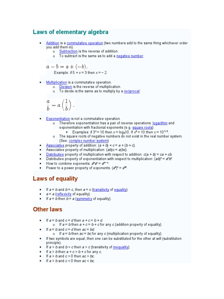 Algebra Laws | PDF