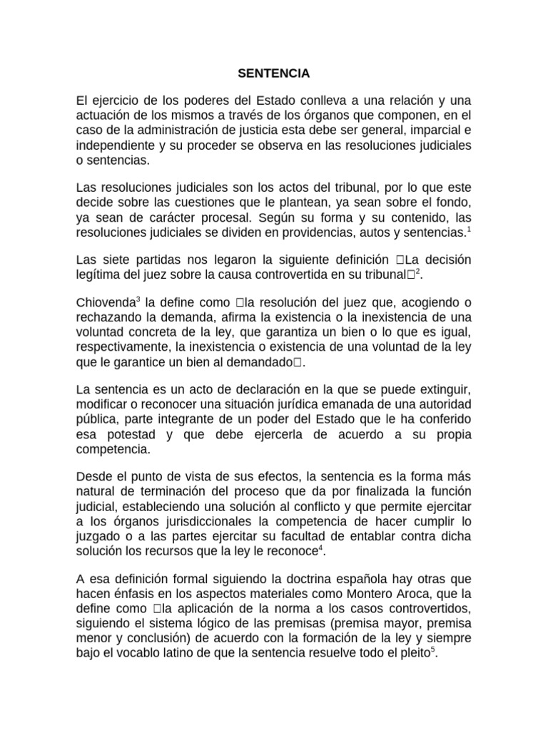 Naturaleza y Efectos de la Sentencia Judicial | PDF | Sentencia (ley ...