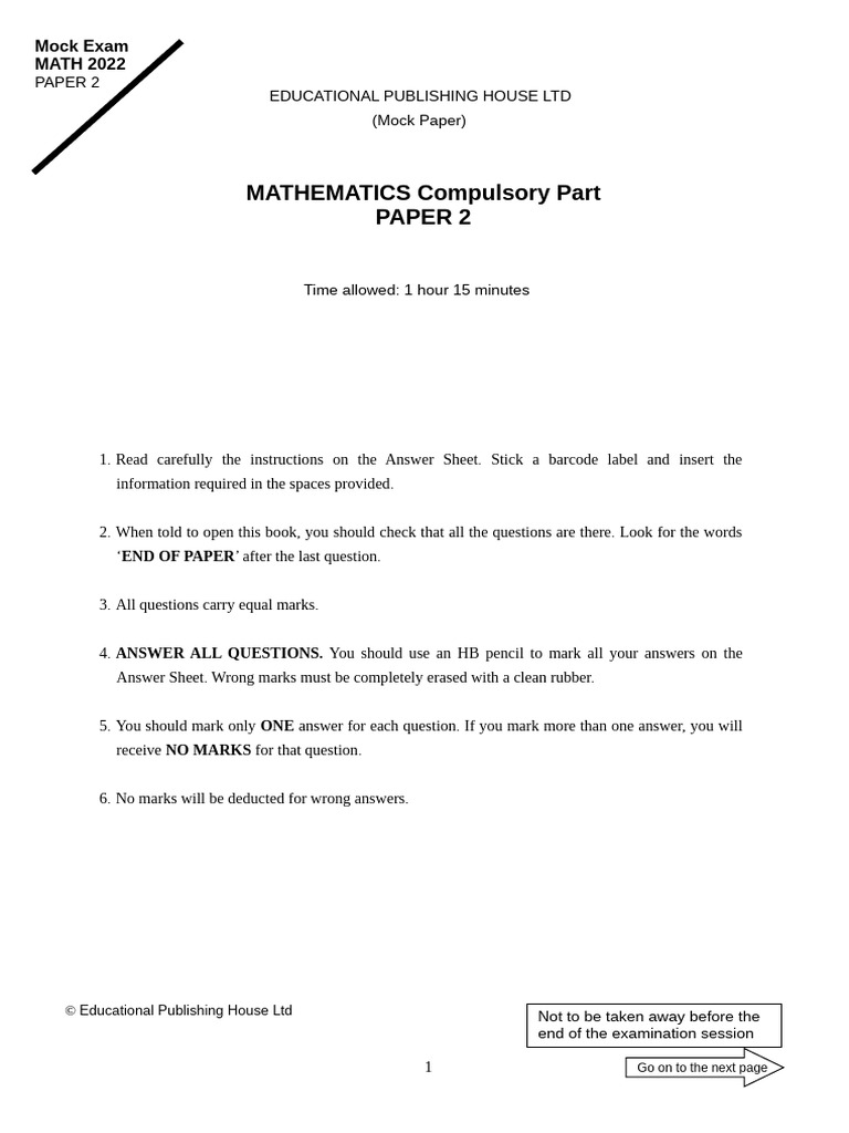 Mock Mathematics Exam Paper 2 | PDF | Complex Number | Mathematical ...