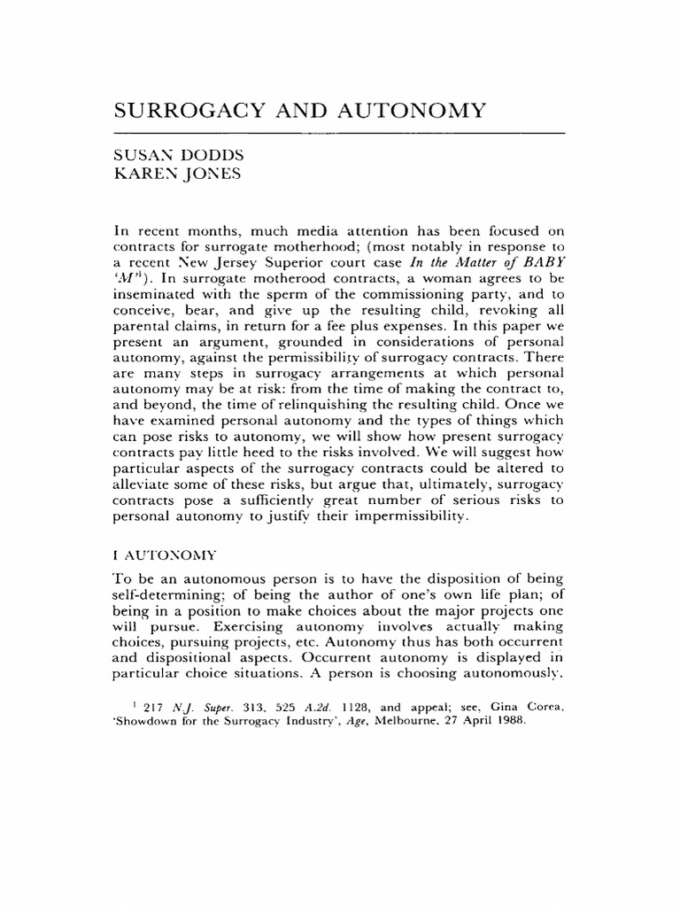 Risks of Autonomy in Surrogacy Contracts | PDF | Surrogacy | Autonomy