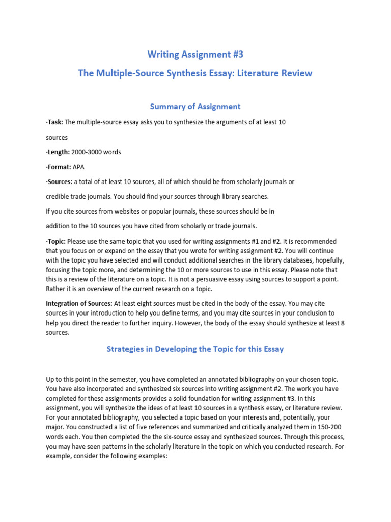 Multiple-Source Synthesis Essay Guide | PDF | Essays | Child Abuse