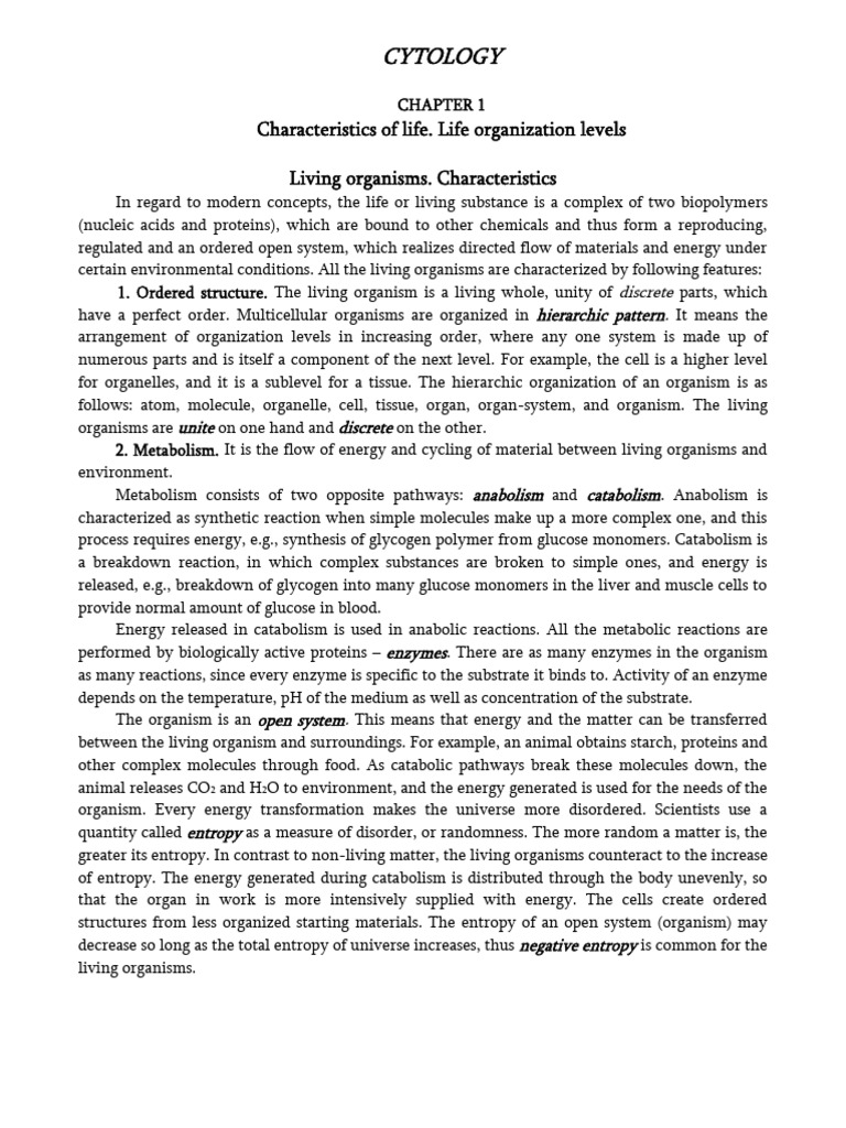 Cytology 1st chapter | PDF | Cell (Biology) | Biology