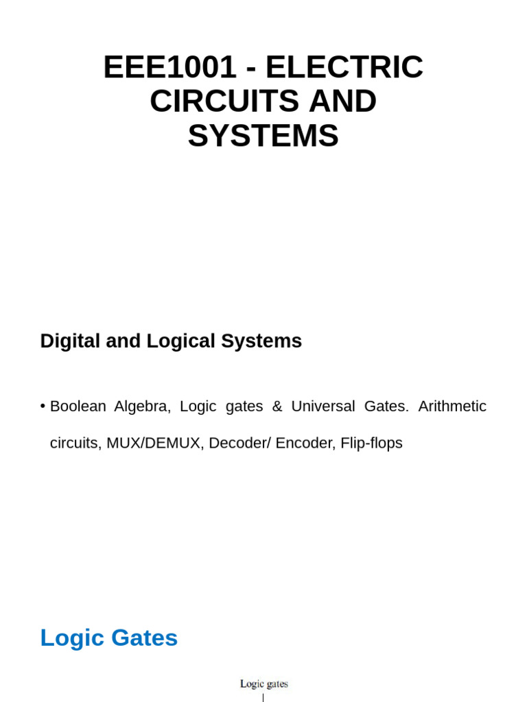 Electric Circuits: Logic Gates & Boolean Algebra | PDF | Logic Gate ...