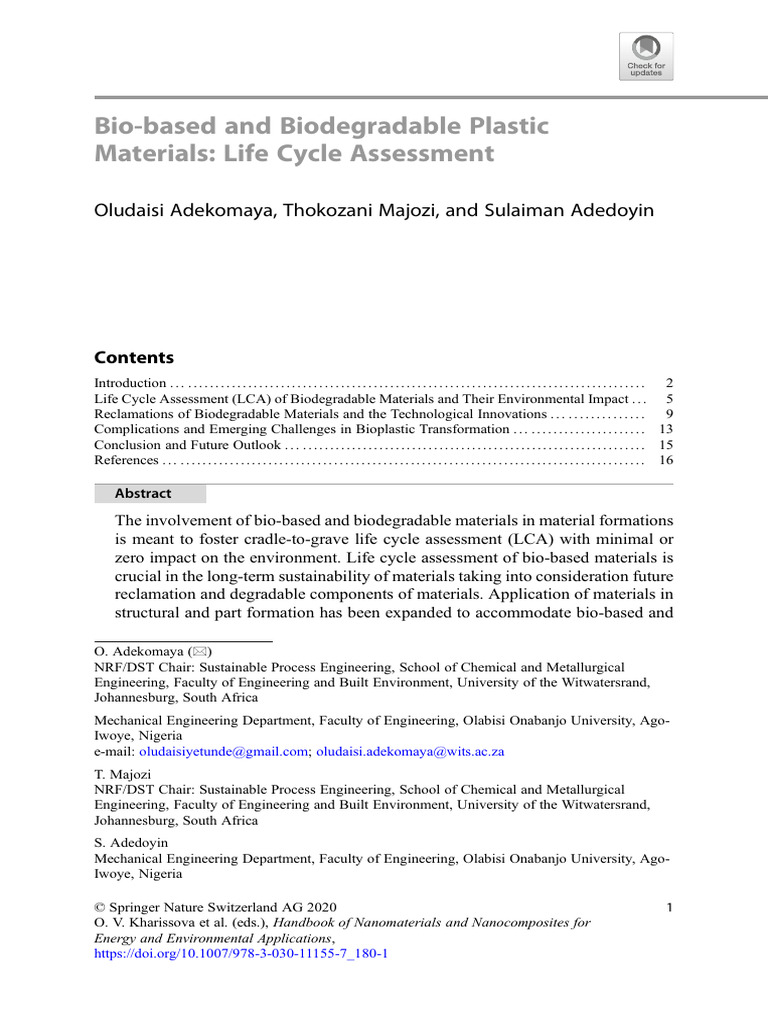 Life Cycle Assessment of Biodegradable Plastics | PDF | Plastic | Life ...