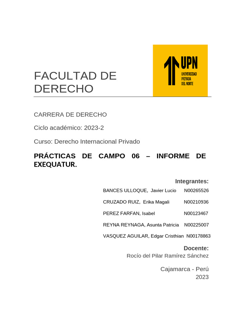 Efectos del Exequatur y Reciprocidad Negativa | PDF | Sentencia (ley ...