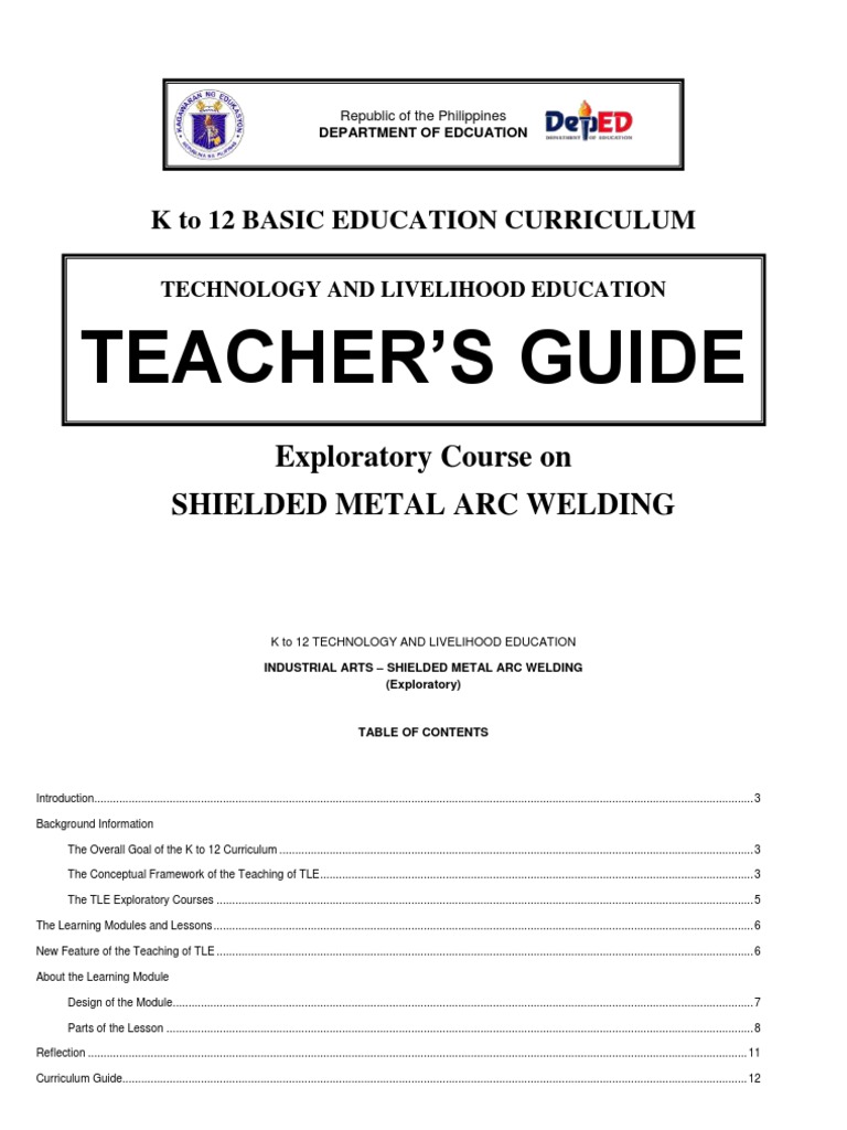 k to 12 Smaw Welding Teacher's Guide Curriculum Personal Protective
