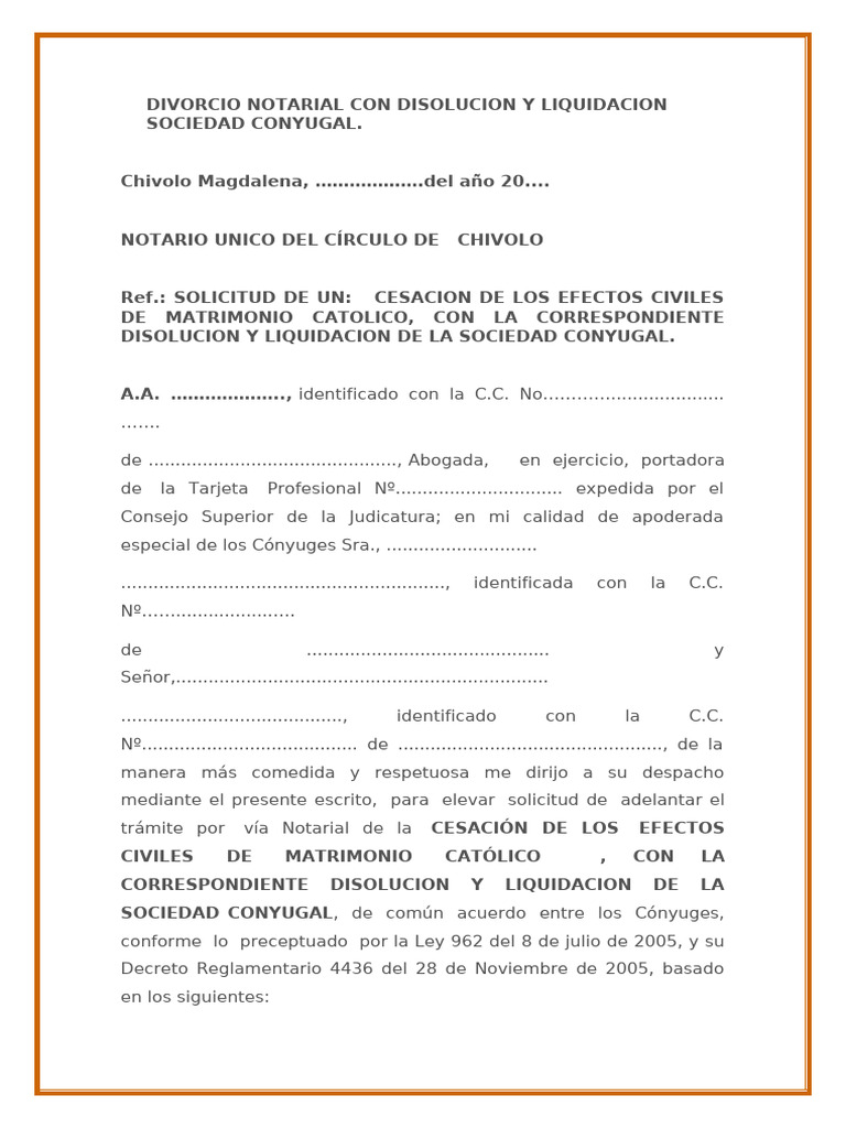 Divorcio Notarial y Liquidación Conyugal | PDF | Propiedad de la ...