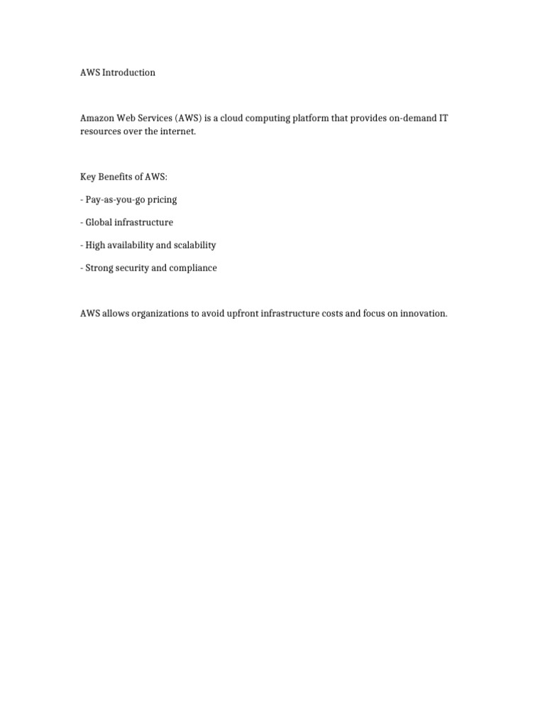 Overview of Amazon Web Services Benefits | PDF