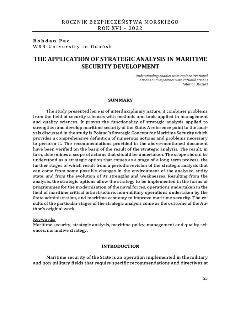Strategic Analysis for Maritime Security | PDF | Baltic Sea | Strategic ...