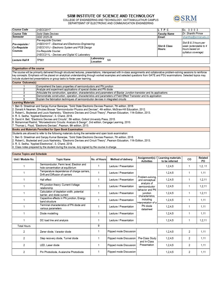 Solid State Devices Course Overview | PDF | Bipolar Junction Transistor ...