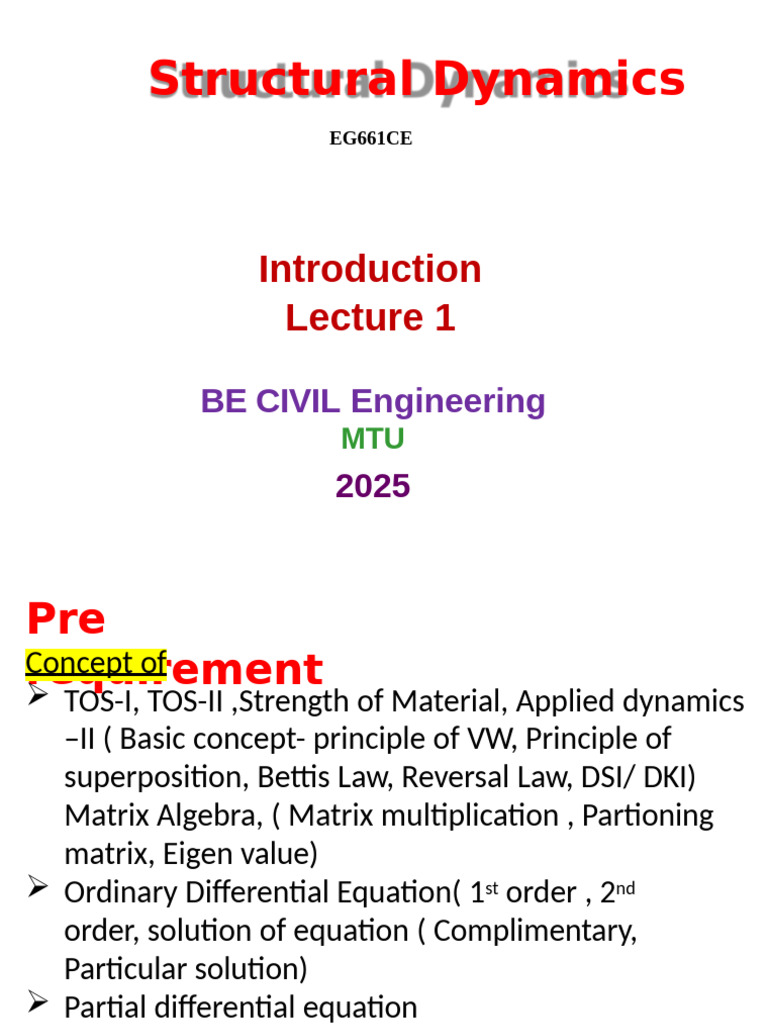 Lecture 1 Introduction 2025 | PDF | Oscillation | Force