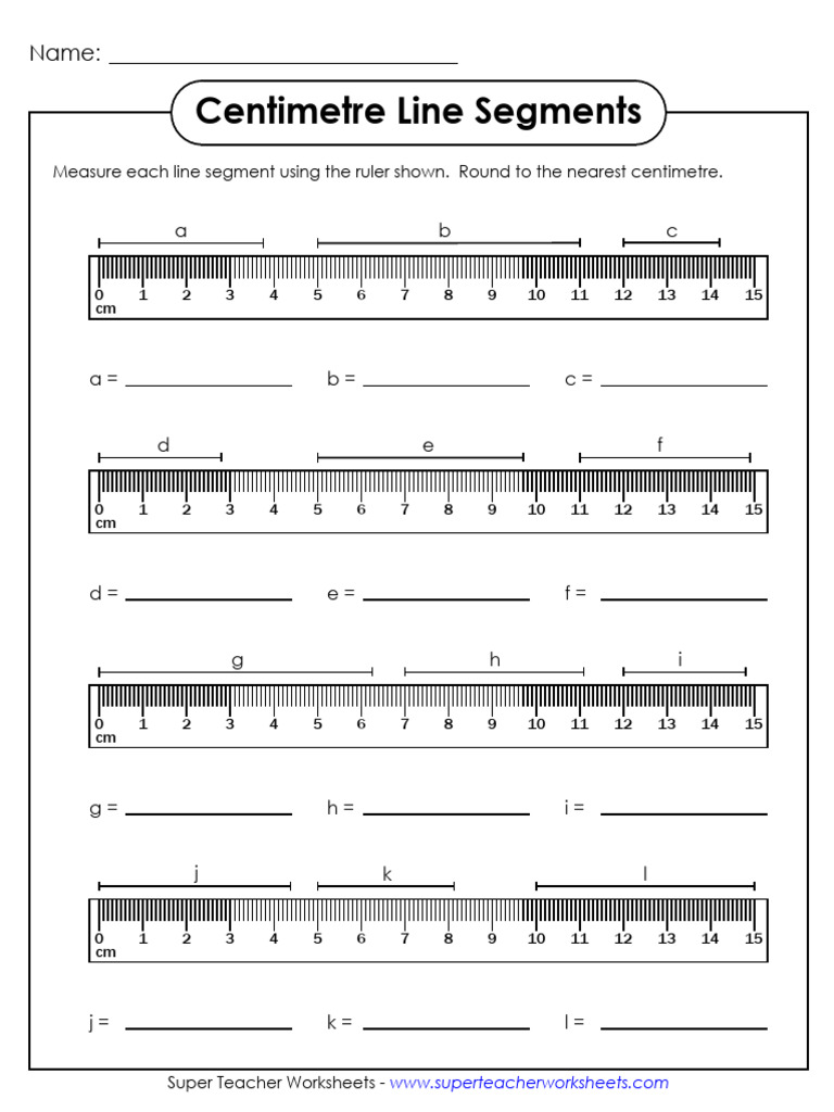 Centimetre Line Segment Measurement Worksheet | PDF