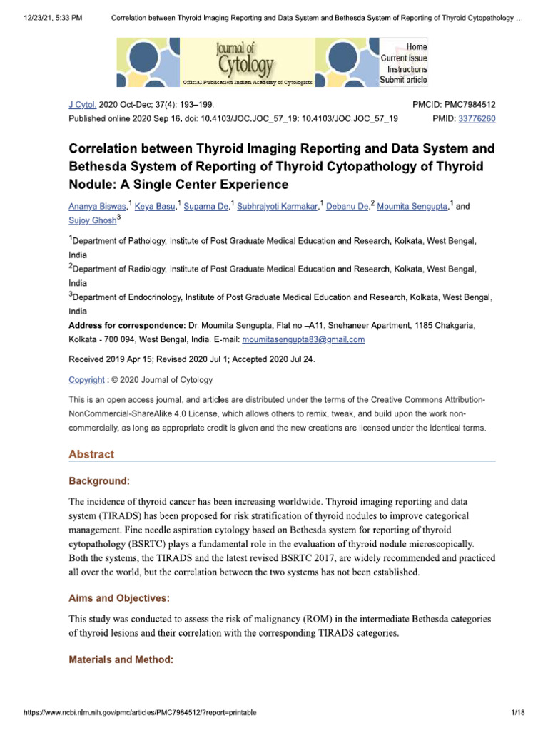 Correlation Between Thyroid Imaging Reporting and Data System and ...