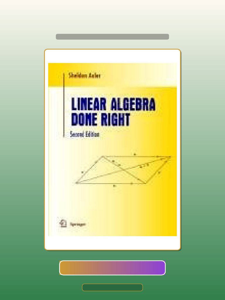 Test Bank for Linear Algebra Done Right | PDF | Multiple Choice | Algebra