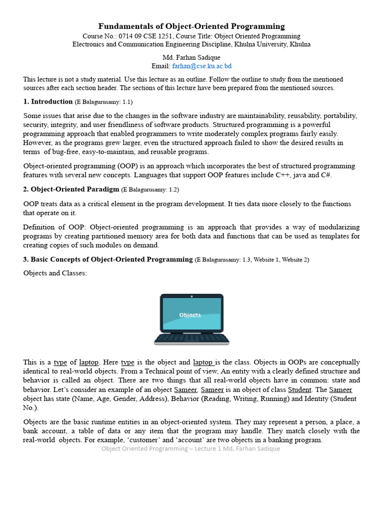 Object-Oriented Programming Basics | PDF | Object Oriented Programming ...