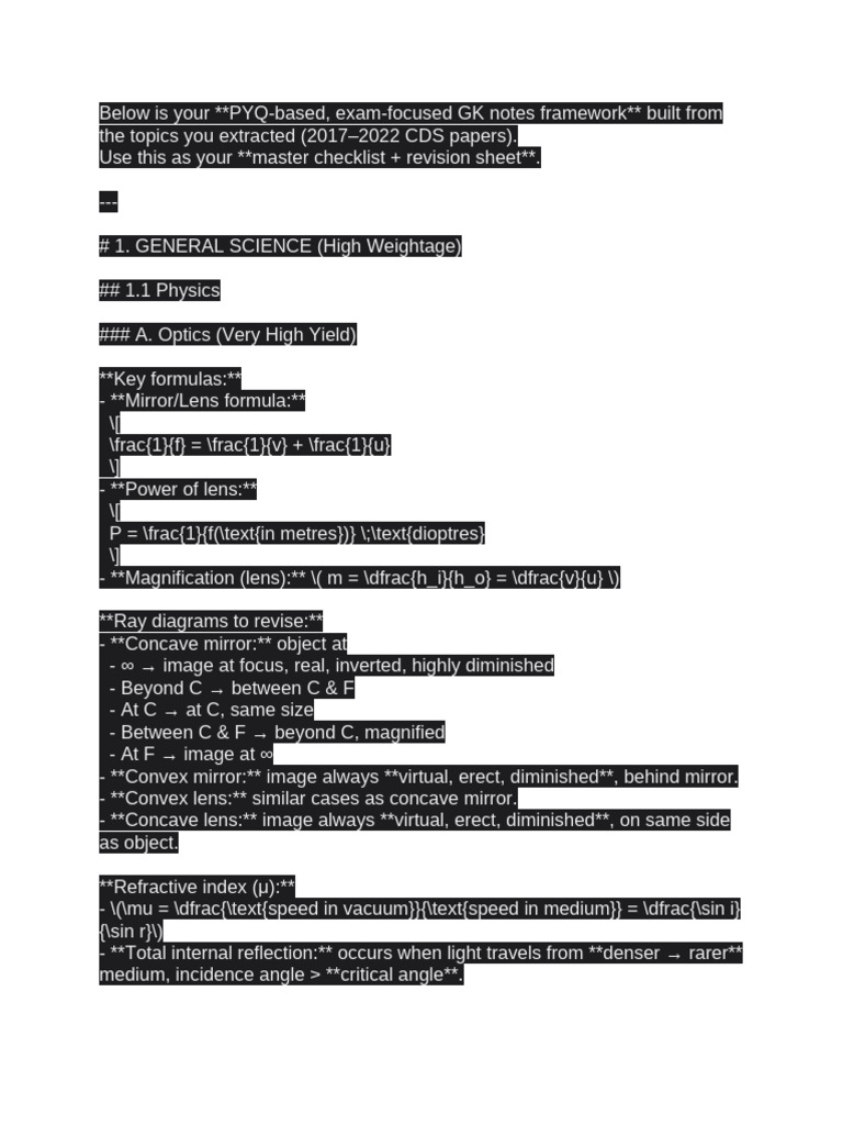 Gk Notes Try | PDF | Sound | Applied And Interdisciplinary Physics