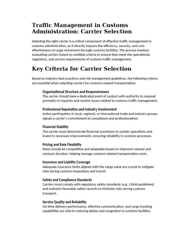 Carrier Selection | PDF | Cargo | Customs