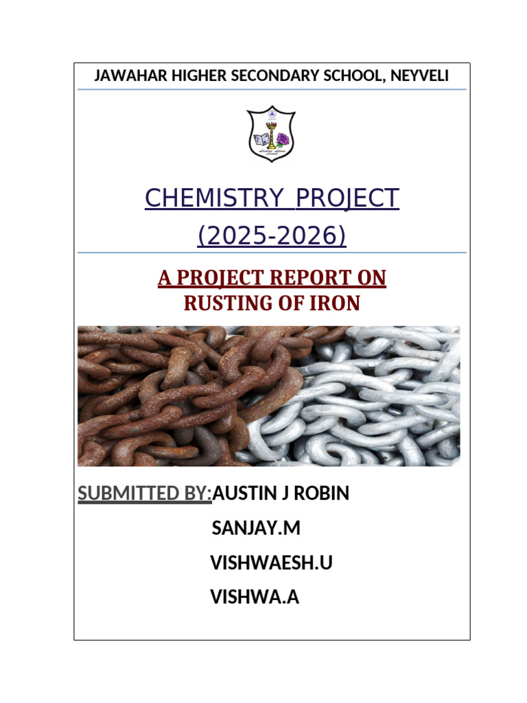 Chemistry Project on Iron Rusting | PDF | Rust | Redox