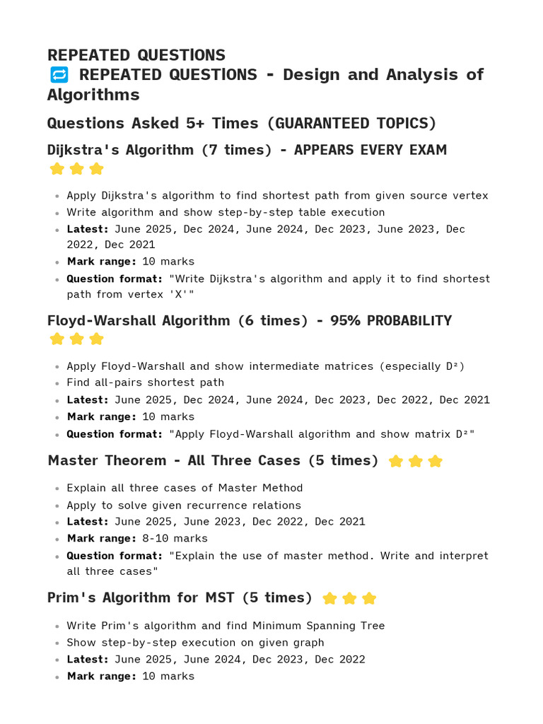 Key Algorithm Questions for Exams | PDF | Matrix (Mathematics ...