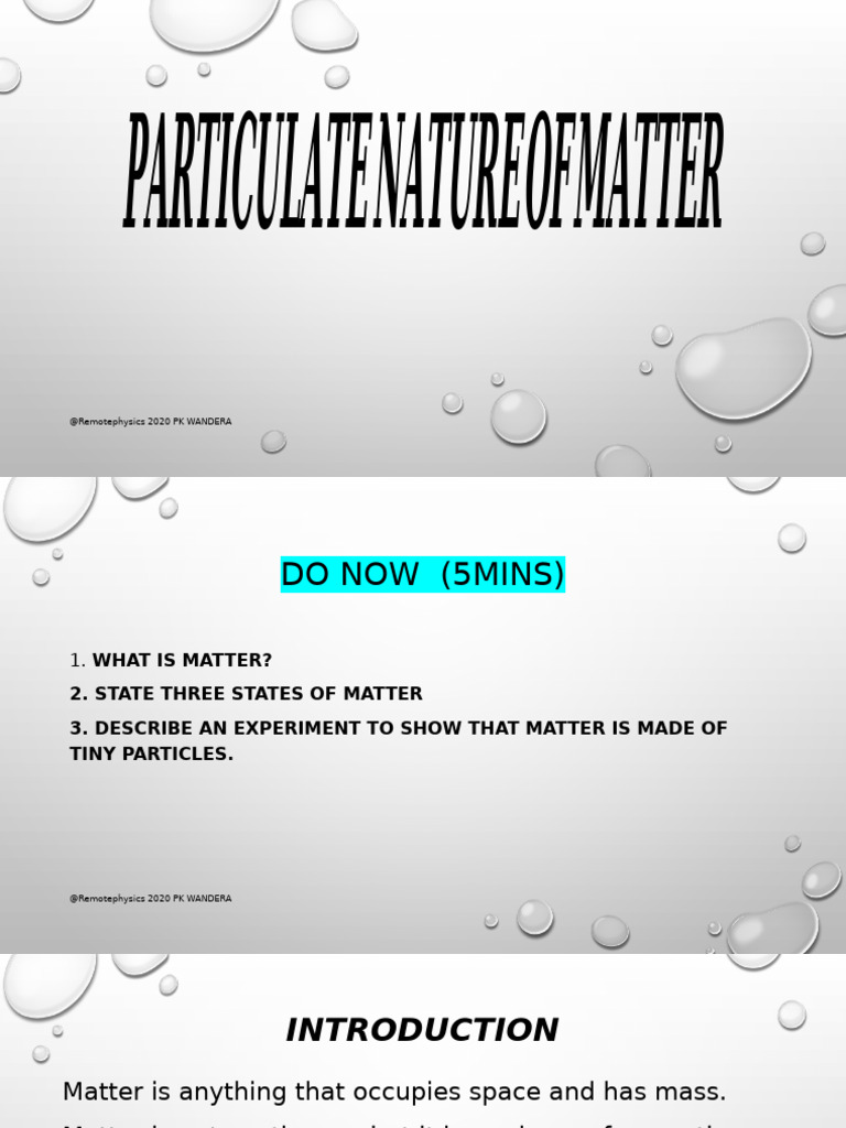 Understanding the Particulate Nature of Matter | PDF | Gases | Liquids