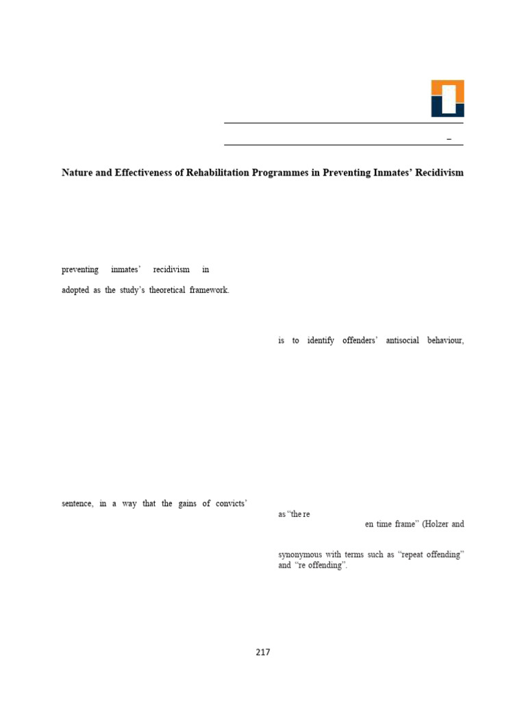 Rehabilitation Programs and Recidivism in Nigeria | PDF ...