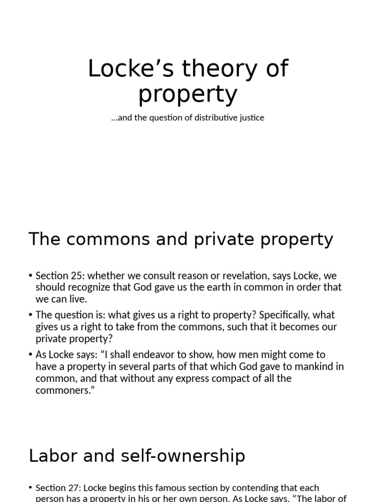 Locke on Property and Distributive Justice | PDF | Property | John Locke