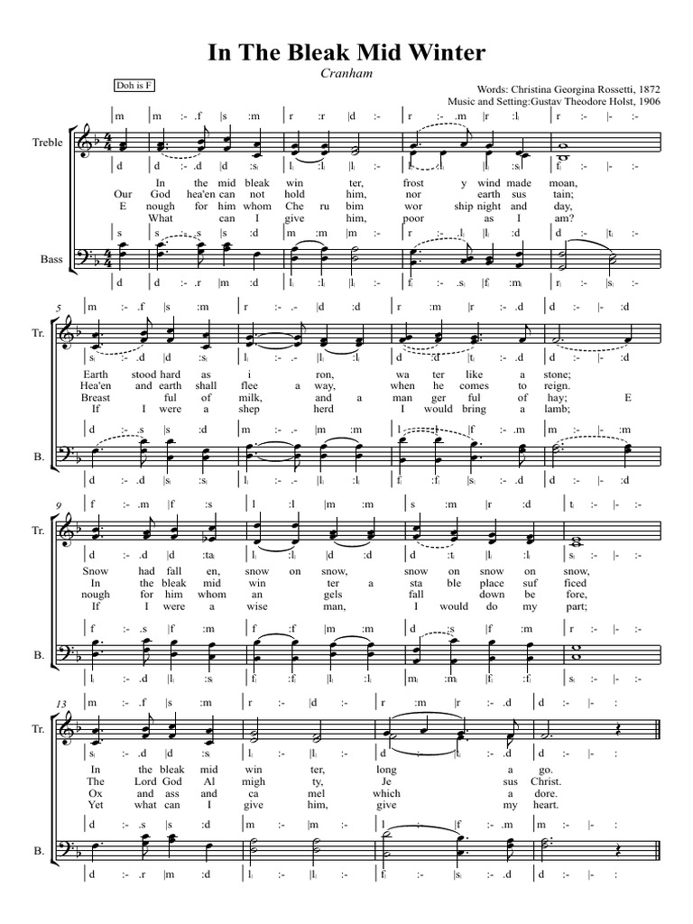 In The Bleak Mid Winter Poem | PDF | English Christian Hymns ...