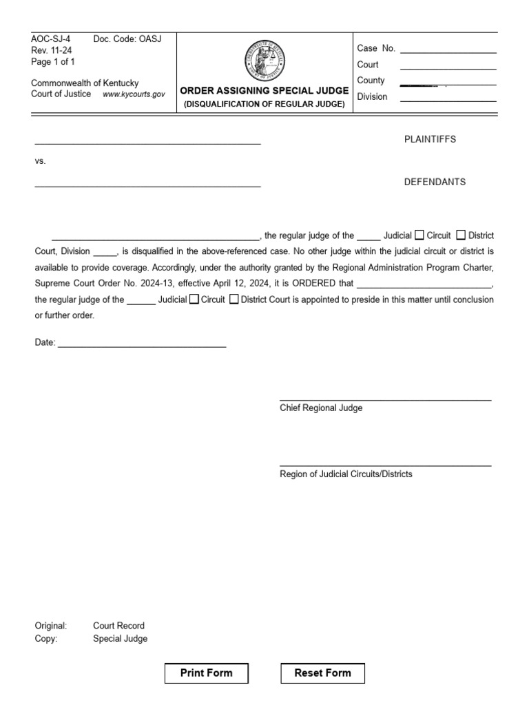 Order Assigning Special Judge in KY | PDF