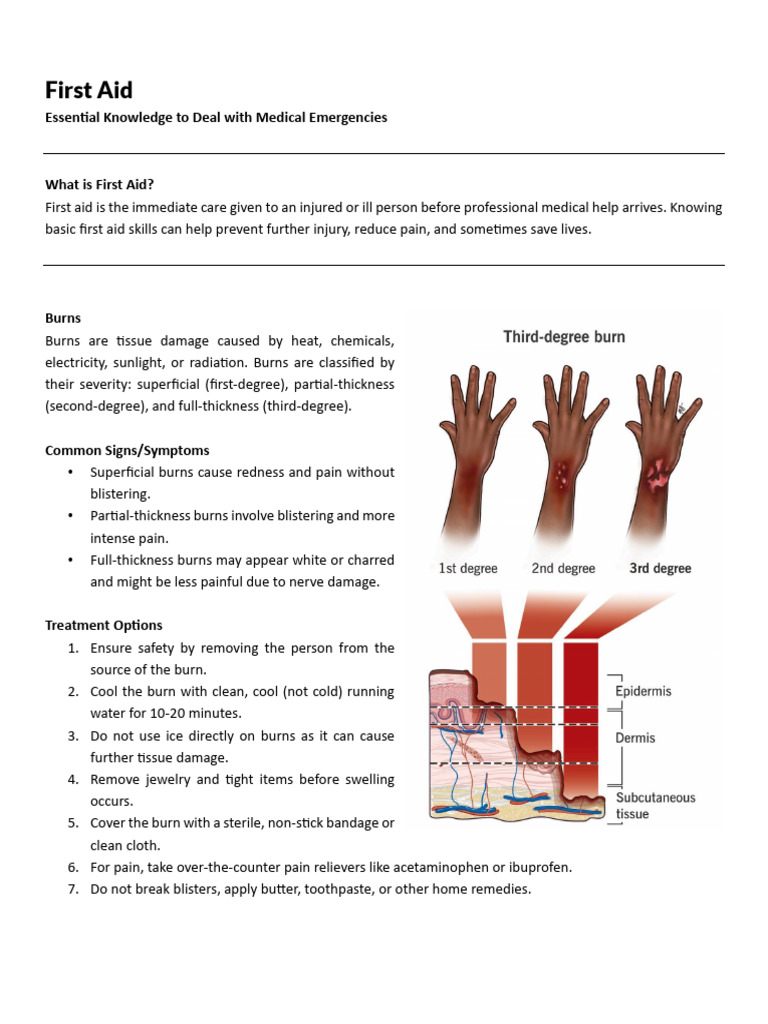 First Aid for Burns: Essential Guide | PDF