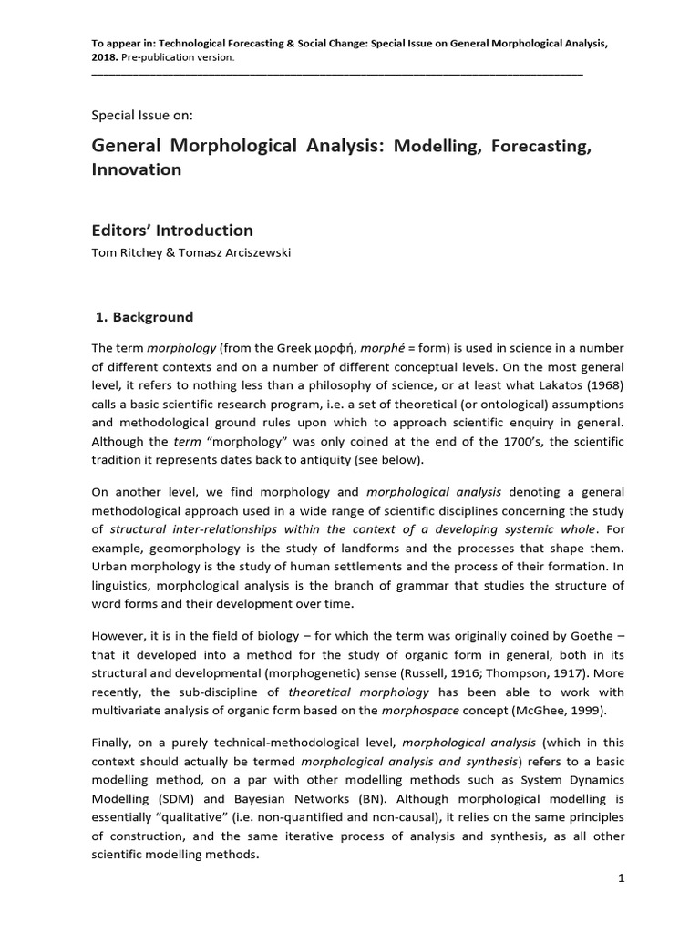 General Morphological Analysis Overview | PDF | Science | Gottfried ...