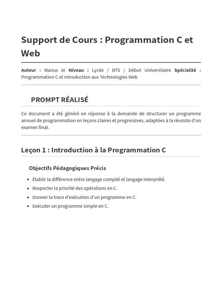 C et Web : Cours de Programmation C | PDF | Internet | Internet et Web