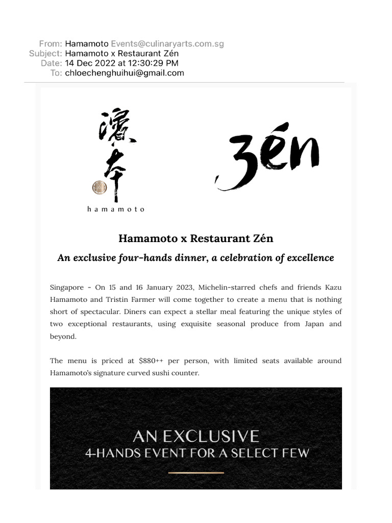 Hamamoto x Restaurant Zén | PDF