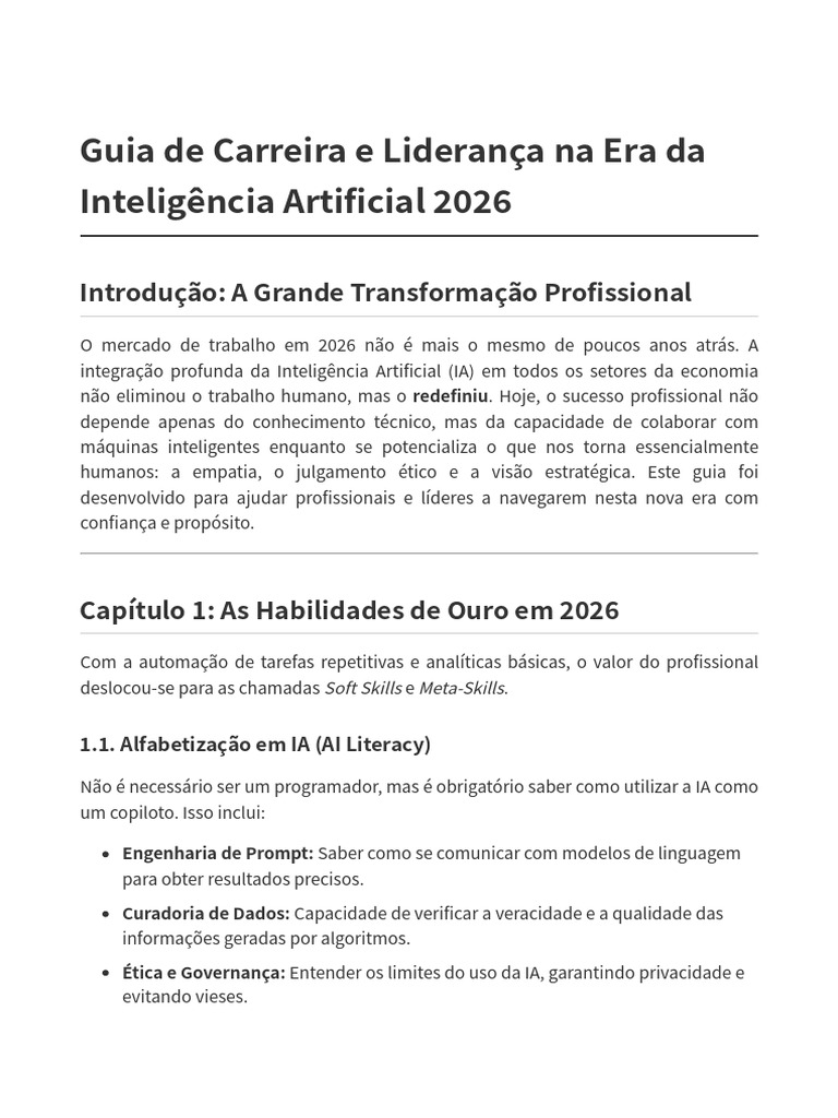 Carreira e Liderança na Era da IA 2026 | PDF | Inteligência artificial ...
