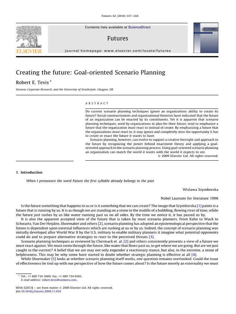 Creating the Future_Goal-Oriented Scenario Planning | PDF | Scenario ...