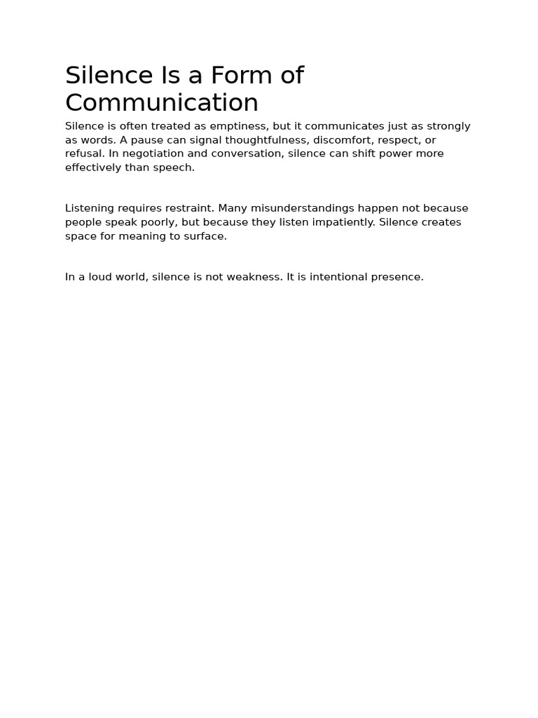 The Power of Silence in Communication | PDF