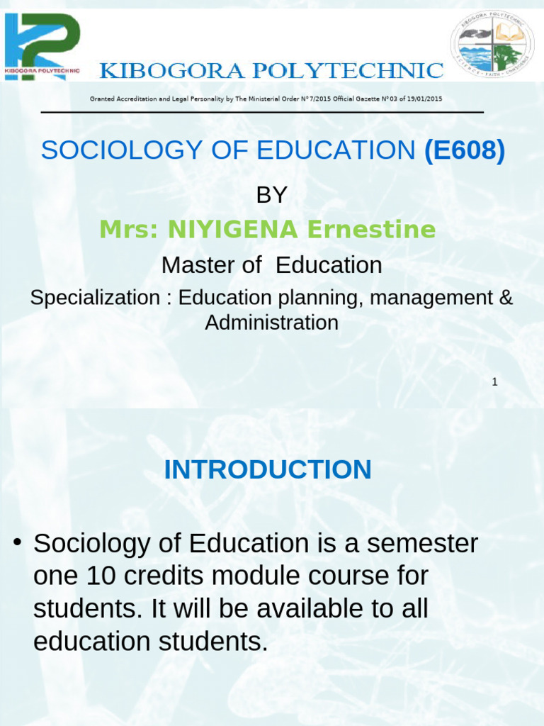 Sociology of Education | PDF | Sociology | Socialization