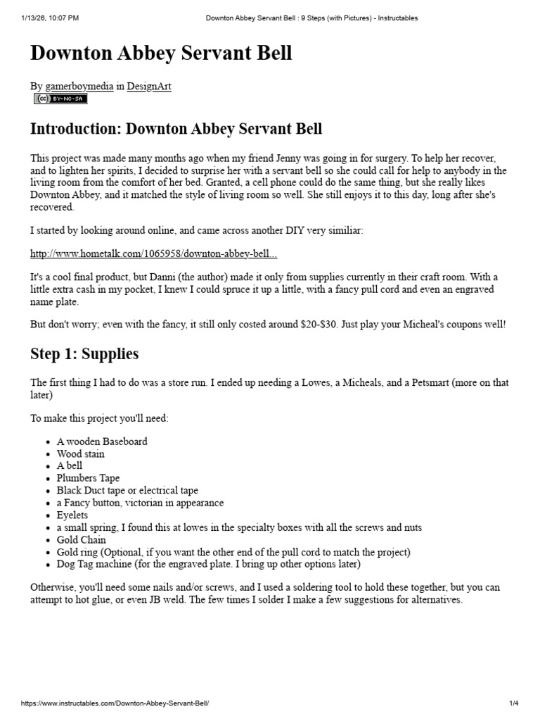Downton Abbey Servant Bell _ 9 Steps (With Pictures) - Instructables | PDF