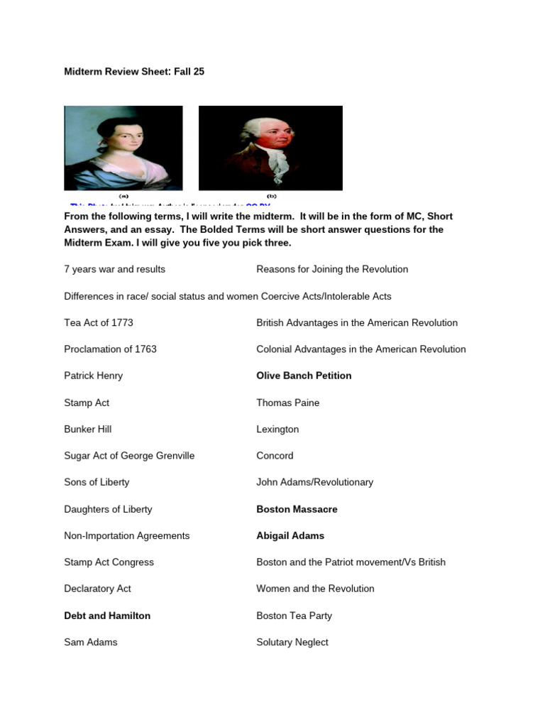 Midterm Review: American History Topics | PDF | Thomas Jefferson | John ...