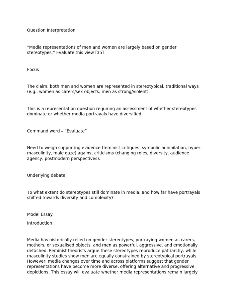 Gender Stereotypes in Media Evaluation | PDF | Stereotypes | Gender Role