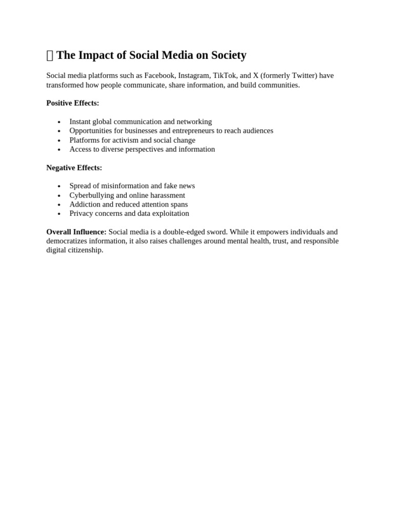 ? the Impact of Social Media on Society | PDF