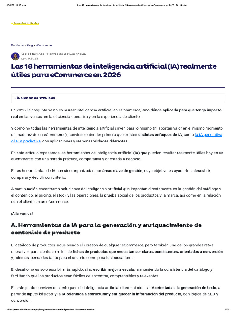 Herramientas IA para eCommerce 2026 | PDF | Inteligencia artificial ...