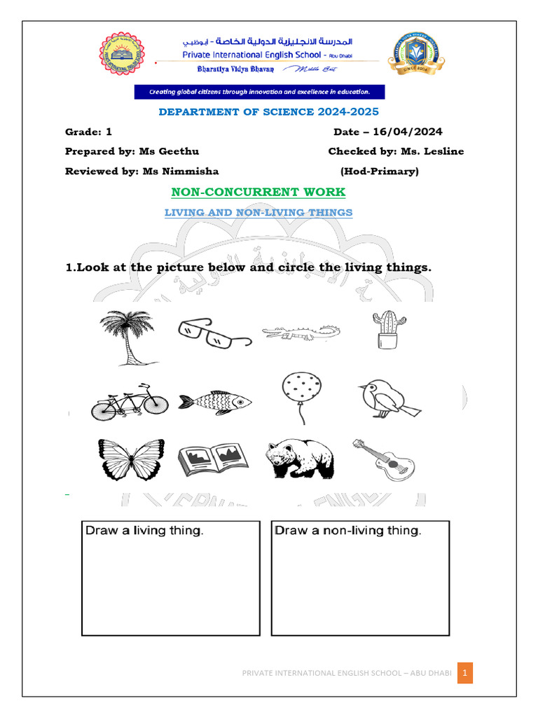 Living vs Non-Living Things Activity | PDF