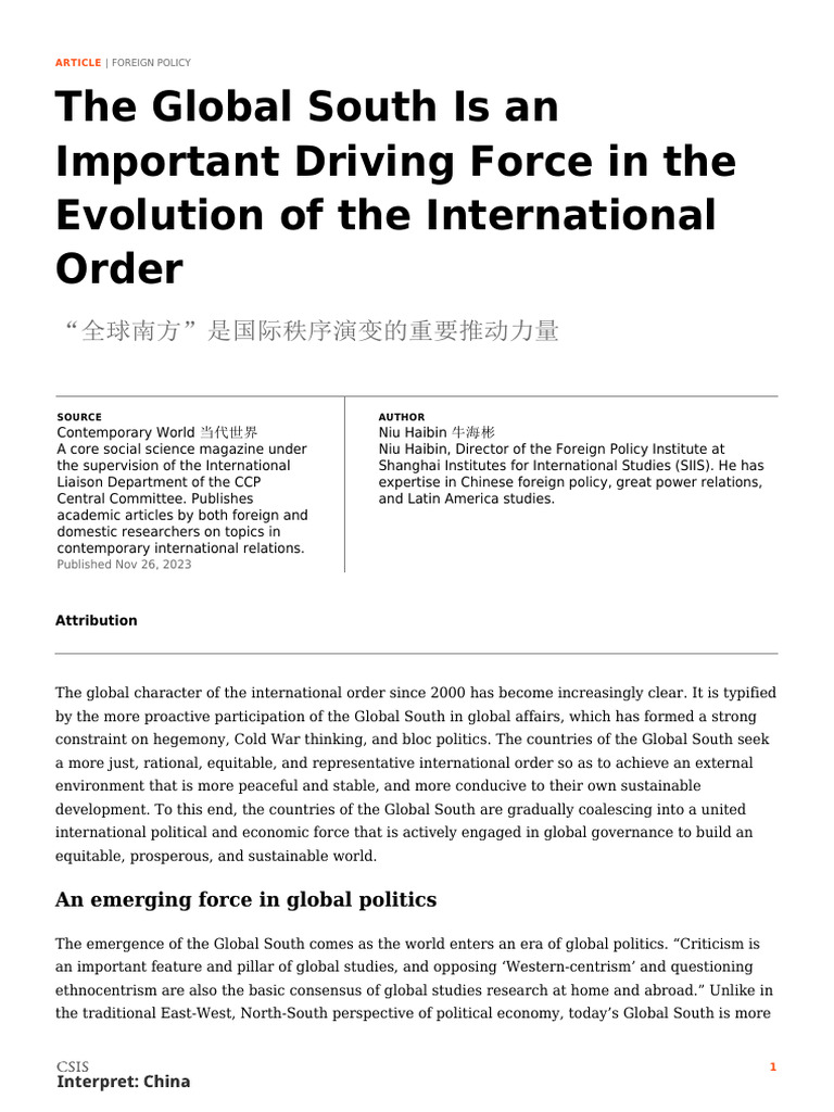 Global South's Role in International Order | PDF | Governance ...