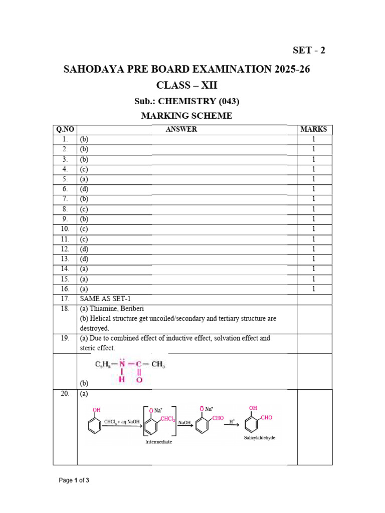 SAHODAYA Class XII Chemistry Marking Scheme | PDF | Chess Openings ...