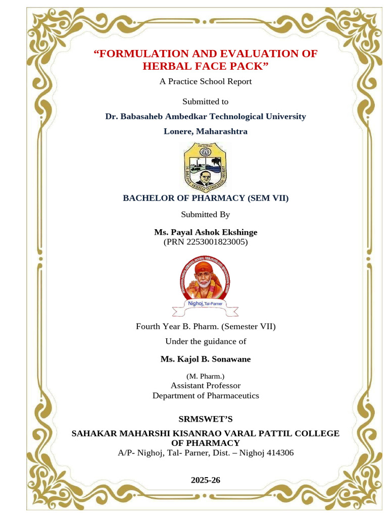 Payal Report (1) | PDF | Skin Care