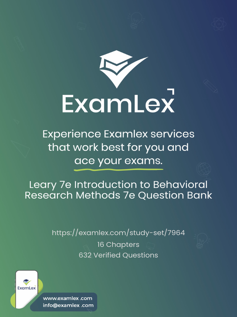 Leary 7e Introduction To Behavioral Research Methods 7e Question Bank ...