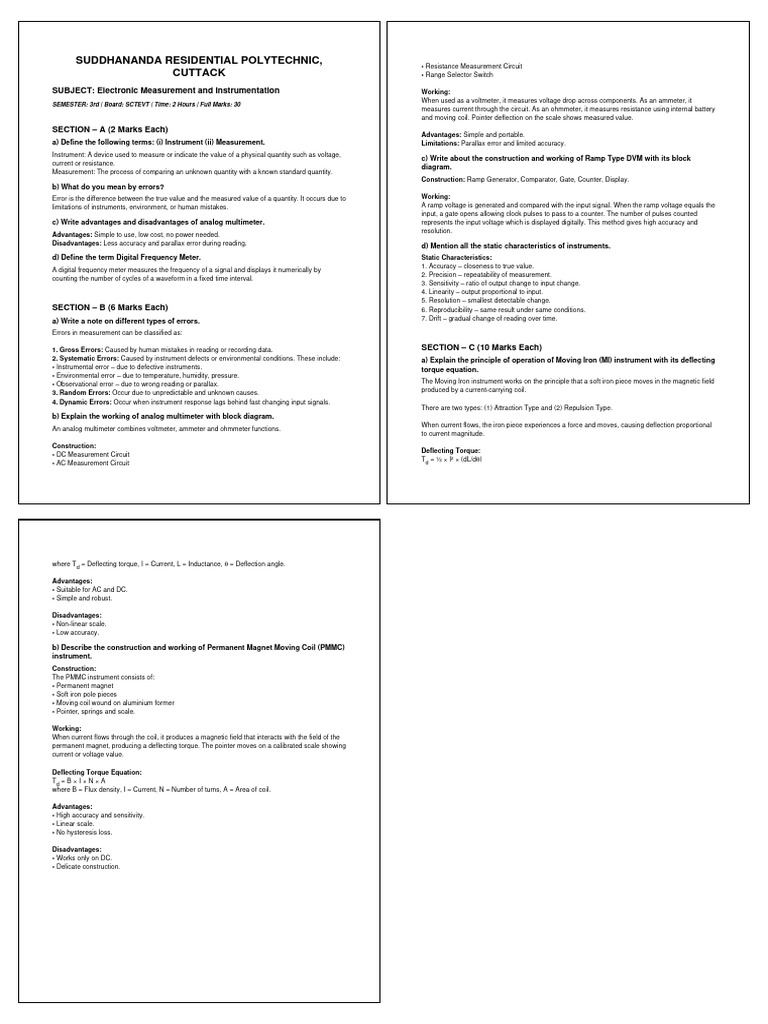 Electronic Measurement & Instrumentation Guide | PDF | Electrical ...