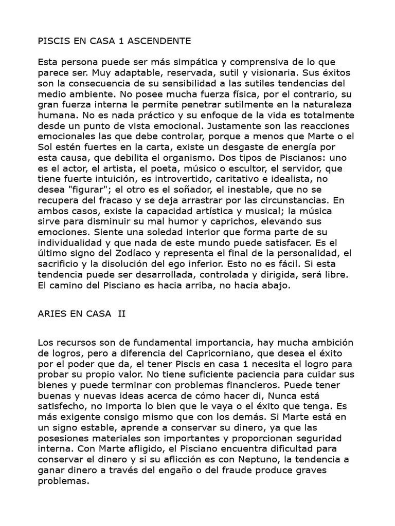 Características de Piscis en Casas Astrológicas | PDF