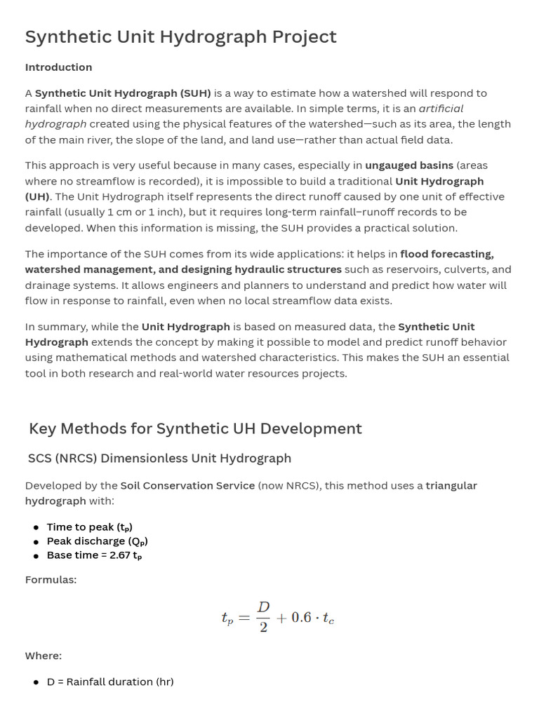 Synthetic Unit Hydrograph Methods Explained | PDF | Drainage Basin ...