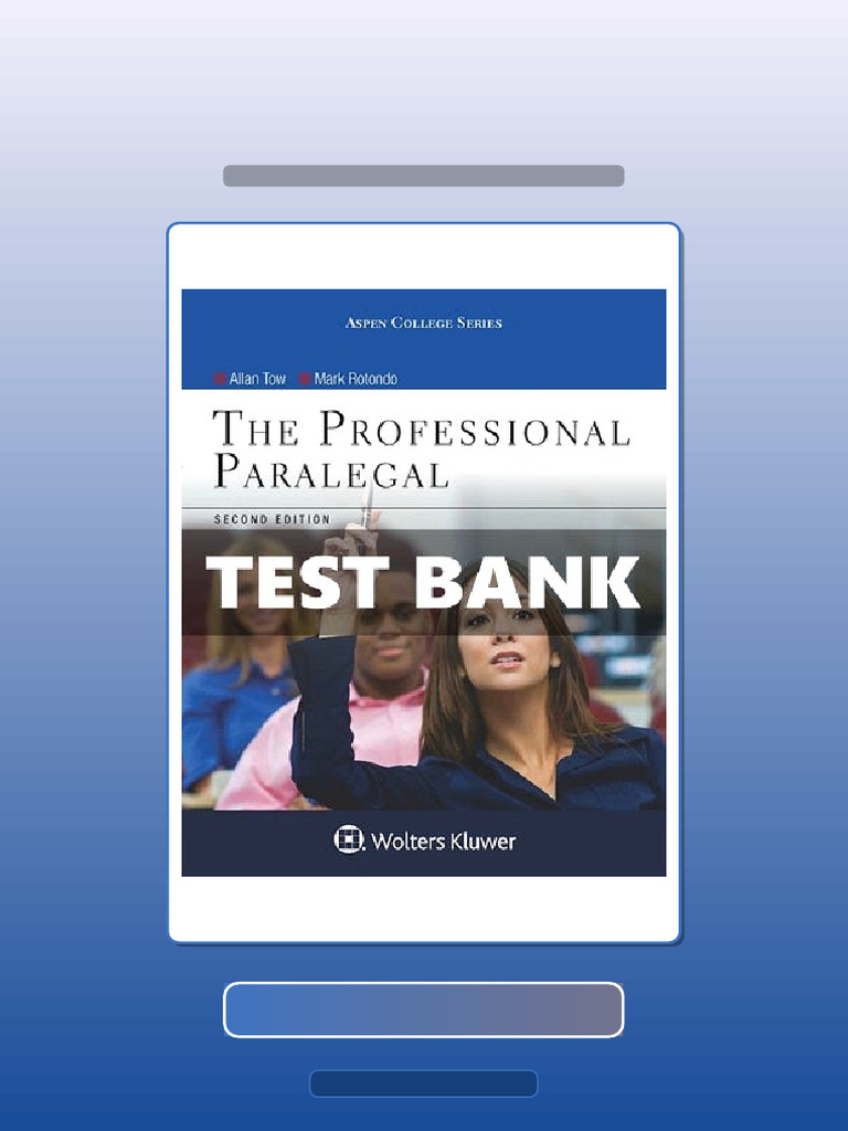 Test Bank for Professional Paralegal 2 Ed Tow | PDF | Multiple Choice ...